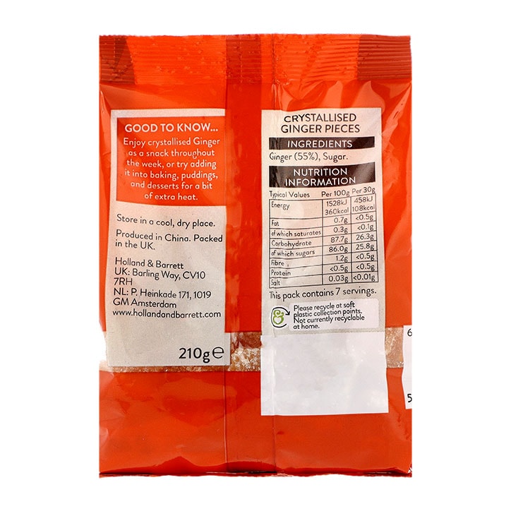 Holland & Barrett Crystallised Ginger 210g